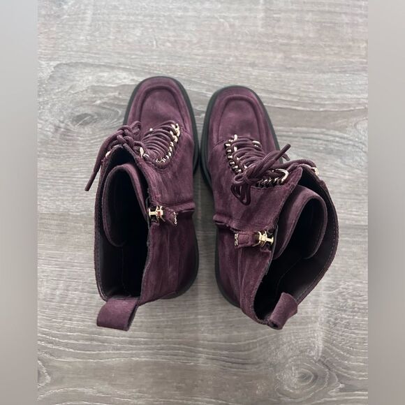 New Sam Edelman Women's Lovrin Platform Combat Boot Burgundy - Picture 3 of 7